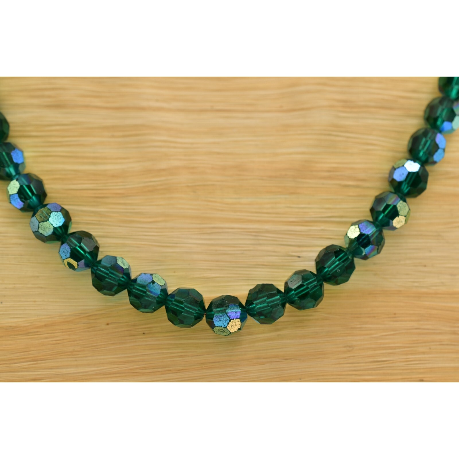 Bergere Vintage Crystal Necklace Green Faceted 26